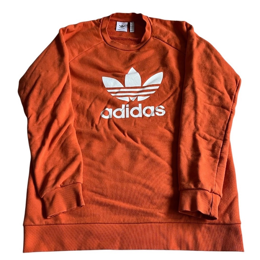 Adidas Originals Trefoil Sweatshirt Orange Men Large Crewneck Pullover